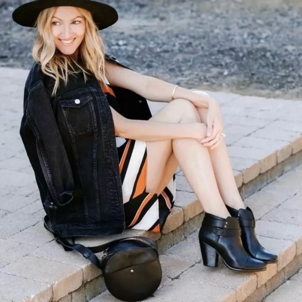Rag & Bone Black Leather Ankle Booties
